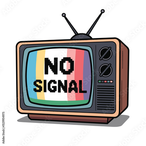 No Signal Retro TV T Shirt Design Illustration