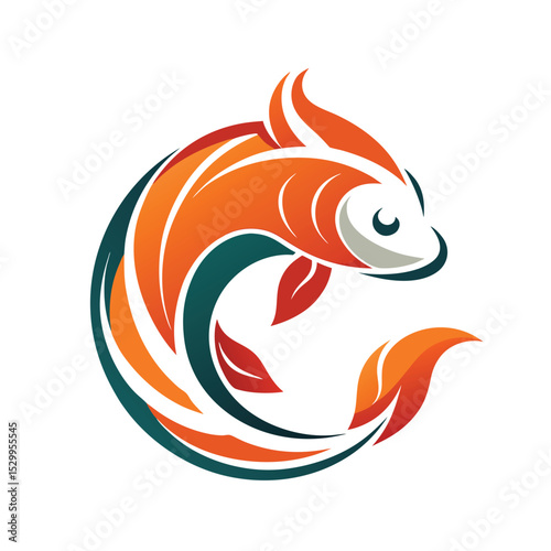 Elegant Koi Fish with Fluid Movement vector illustration