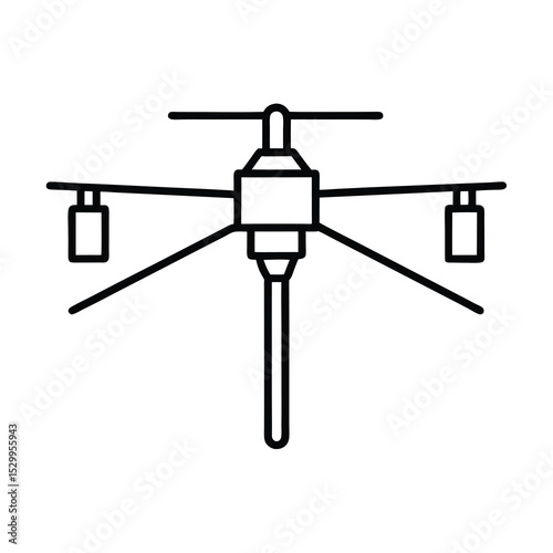 aerial crop sprayer line art on white background