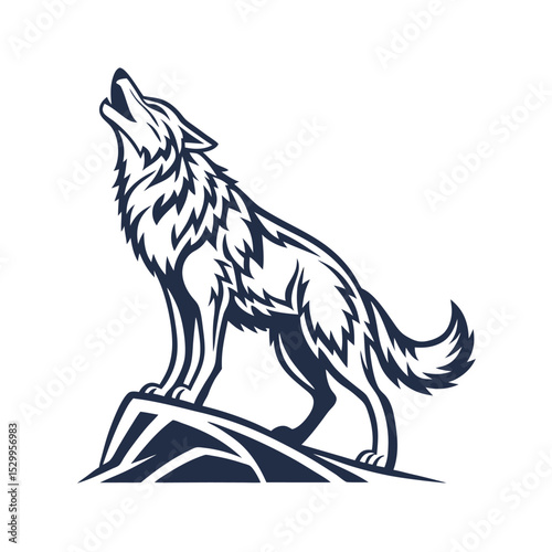 Wolf Design in Soft Shaded Black and White vector illustration