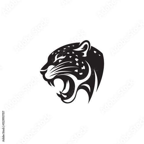Majestic Jaguar Vector Silhouette Illustration of a Powerful Wild Cat in Mid-Prowl – Jungle Predator Artwork for Tattoo, Logo, Poster, or Wildlife Themed Design Projects
