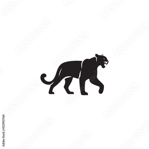 Majestic Jaguar Vector Silhouette Illustration of a Powerful Wild Cat in Mid-Prowl – Jungle Predator Artwork for Tattoo, Logo, Poster, or Wildlife Themed Design Projects
