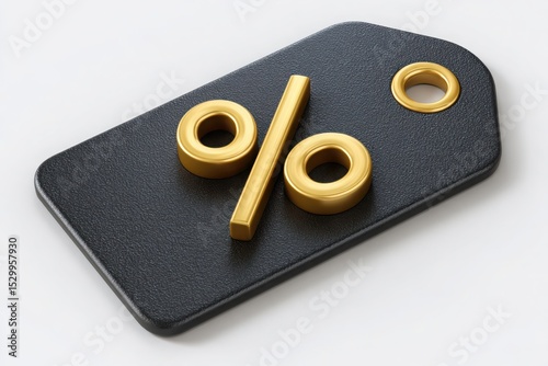 Gold percentage symbol on black price tag discount sale promotion
