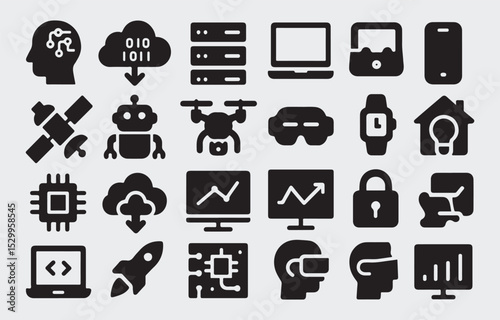 Business and web design transportation icon vector set with communication symbols