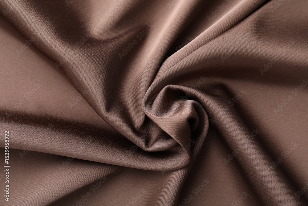 Fototapeta premium Crumpled light brown silk fabric as background, top view