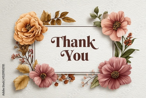 Elegant floral thank you card design with autumn hues