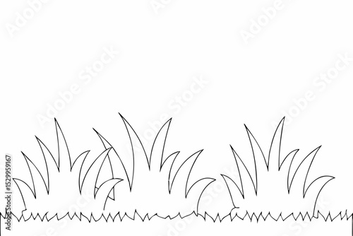 Grass coloring page simple and minimal line art illustration on white background