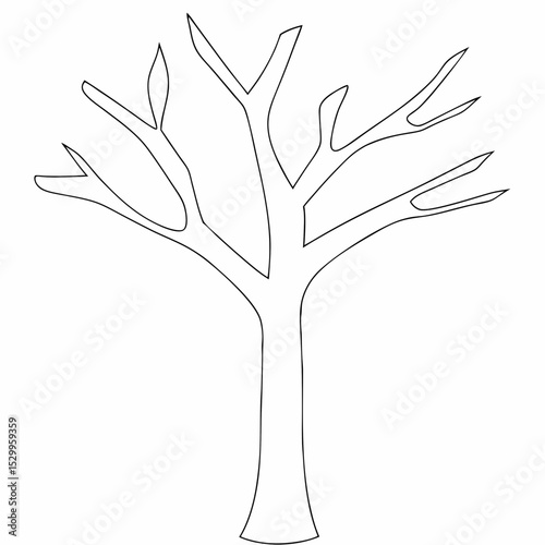 Leafless tree coloring page simple and minimal line art illustration on white background