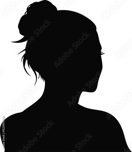 woman with messy bun hair vector silhouette