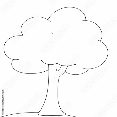 Stylized tree stands coloring page simple and minimal line art illustration on white background