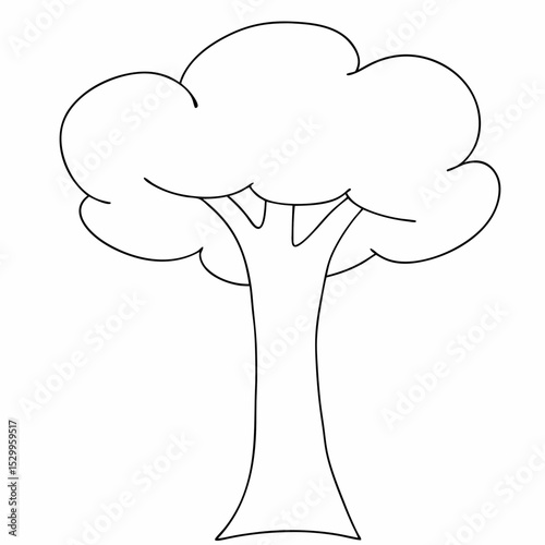 Stylized tree stands coloring page simple and minimal line art illustration on white background