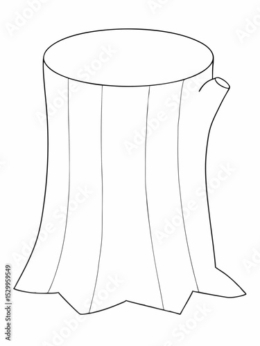 Tree stump coloring page simple and minimal line art illustration on white background