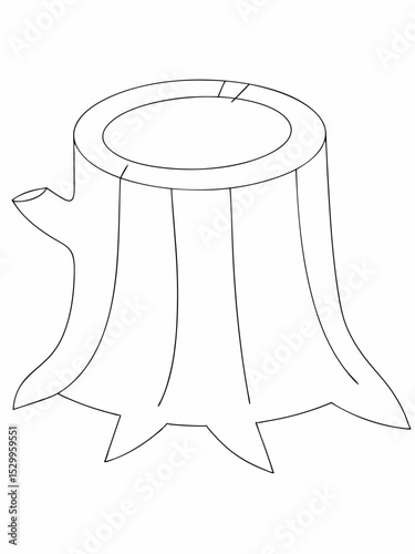 Tree stump coloring page simple and minimal line art illustration on white background