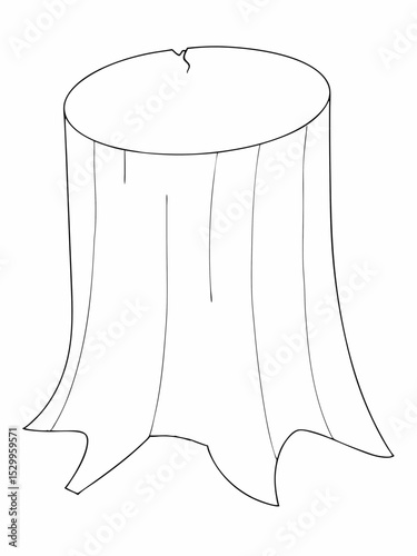 Tree stump coloring page simple and minimal line art illustration on white background