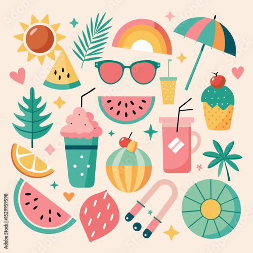 set of summer icons