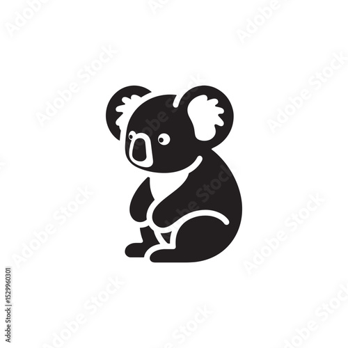"Koala Vector Silhouette Illustration – Cute Australian Marsupial Sitting on Tree Branch – Wildlife Graphic Design for T-Shirts, Stickers, Logos, Nature Art, and Decor Projects"
