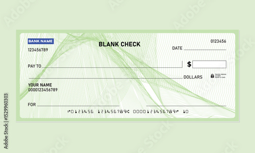 MICR Bank Check, Vector for Personal or Business Use, with guilloche pattern background