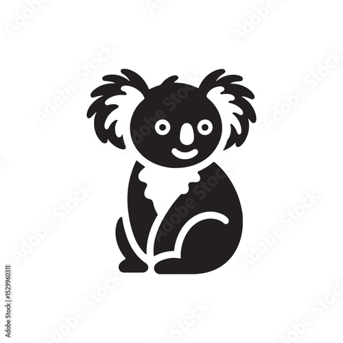 "Koala Vector Silhouette Illustration – Cute Australian Marsupial Sitting on Tree Branch – Wildlife Graphic Design for T-Shirts, Stickers, Logos, Nature Art, and Decor Projects"
