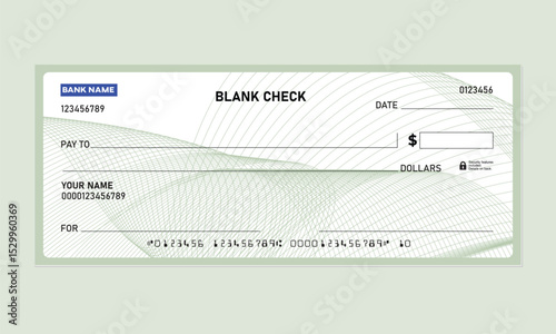 MICR Bank Check, Vector for Personal or Business Use, with guilloche pattern background