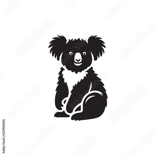 "Koala Vector Silhouette Illustration – Cute Australian Marsupial Sitting on Tree Branch – Wildlife Graphic Design for T-Shirts, Stickers, Logos, Nature Art, and Decor Projects"
