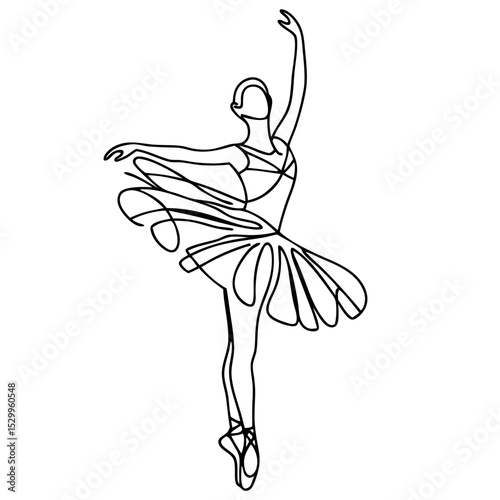 Single line art of a ballet dancer in graceful pose