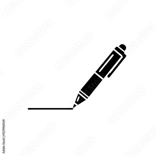 Black pen drawing a line on white background  