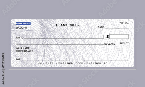 MICR Bank Check, Vector for Personal or Business Use, with guilloche pattern background