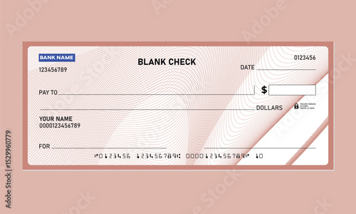 MICR Bank Check, Vector for Personal or Business Use, with guilloche pattern background