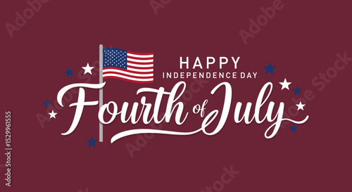 Fourth of July Independence Day Graphic with American Flag