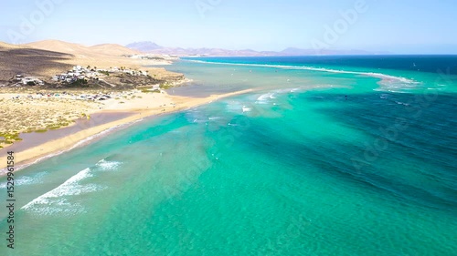 Wallpaper Mural Aerial view of turquoise color of the sea, with high tide, in Sotavento Beach, Fuerteventura Island, Spain. Torontodigital.ca