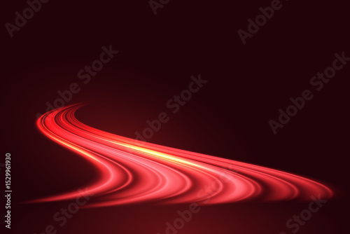 Red light trails, speed of light effect.Light movement effect for banners.Vector illustration.EPS 10.