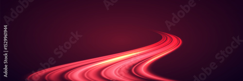 Red light trails, speed of light effect.Light movement effect for banners.Vector illustration.EPS 10.