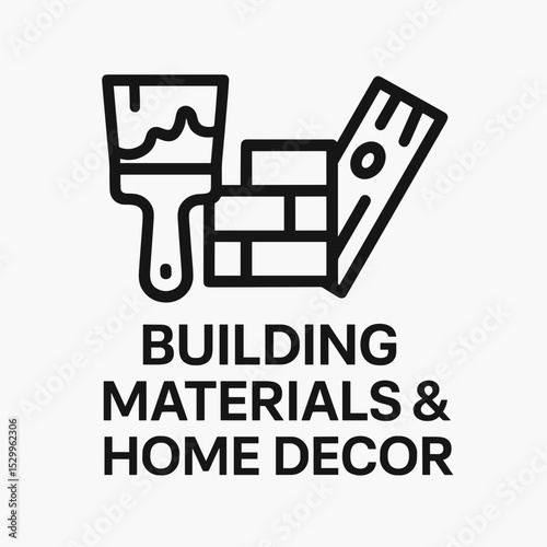 Building materials and home decor graphic with paintbrush and bricks  