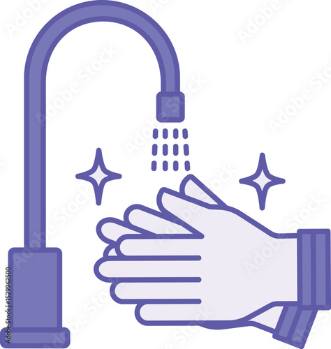Colored Sanitation Icon. Vector Illustration. Man Washing Hands Under Tap. Disinfection, Cleanliness. Hygiene Concept