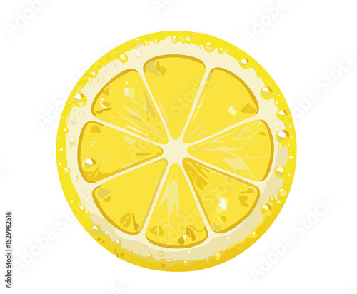 Lemon Slice with Fresh Water Droplets – Isolated Macro View