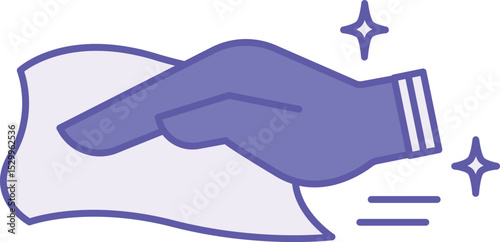 Colored Wipe Icon. Vector Illustration. House Cleaning, Dust Wiping. Human Hand and Wet Rag. Hygiene Concept