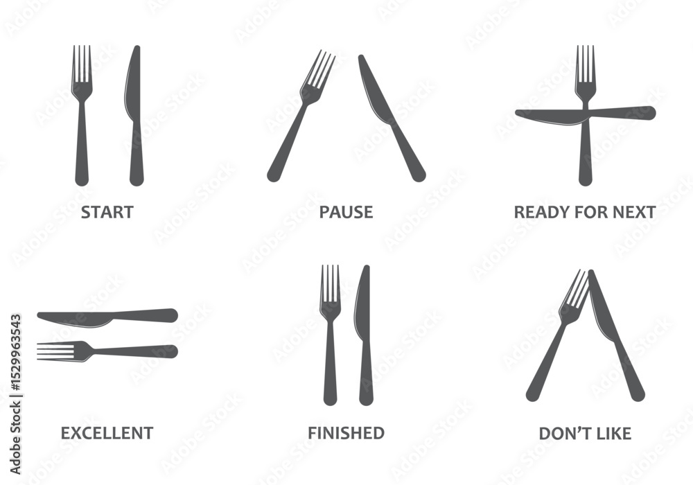 Obraz premium Simple set of spoon, fork, knife and plate icon set in line, menu logo, Symbol of cutlery. Cutlery or tableware in restaurant, kitchen. Vector illustration on transparent background.