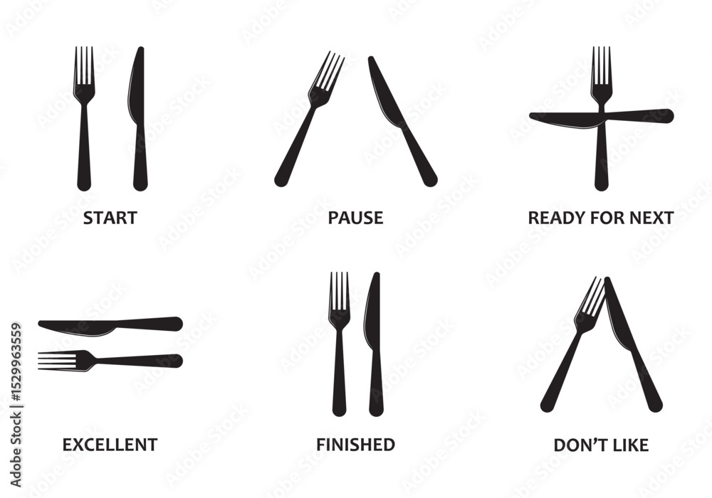 Obraz premium Simple set of spoon, fork, knife and plate icon set in line, menu logo, Symbol of cutlery. Cutlery or tableware in restaurant, kitchen. Vector illustration on transparent background.