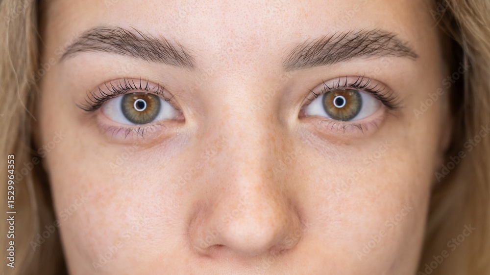 Fototapeta premium Close-up portrait of a woman after eyelash lamination procedure.