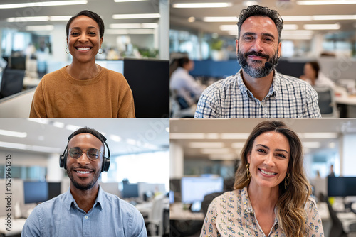 Team meeting with participants smiling in a collaborative office environment