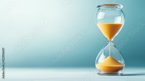 A beautifully crafted hourglass reveals the flowing sands of time, representing the passage of moments and the importance of cherishing each second in life. photo