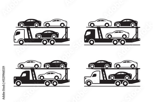 Car transporter trucks - vector illustration