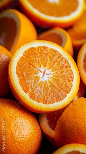 Freshly cut orange slices arranged neatly for display, phone wallpaper