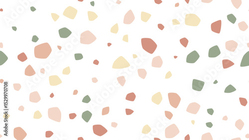 Terrazzo Seamless Vector Pattern - Boho Mid-Century Pebbles