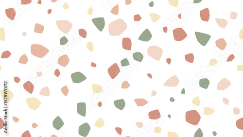 Terrazzo Seamless Vector Pattern - Boho Mid-Century Pebbles