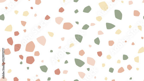 Terrazzo Seamless Vector Pattern - Boho Mid-Century Pebbles