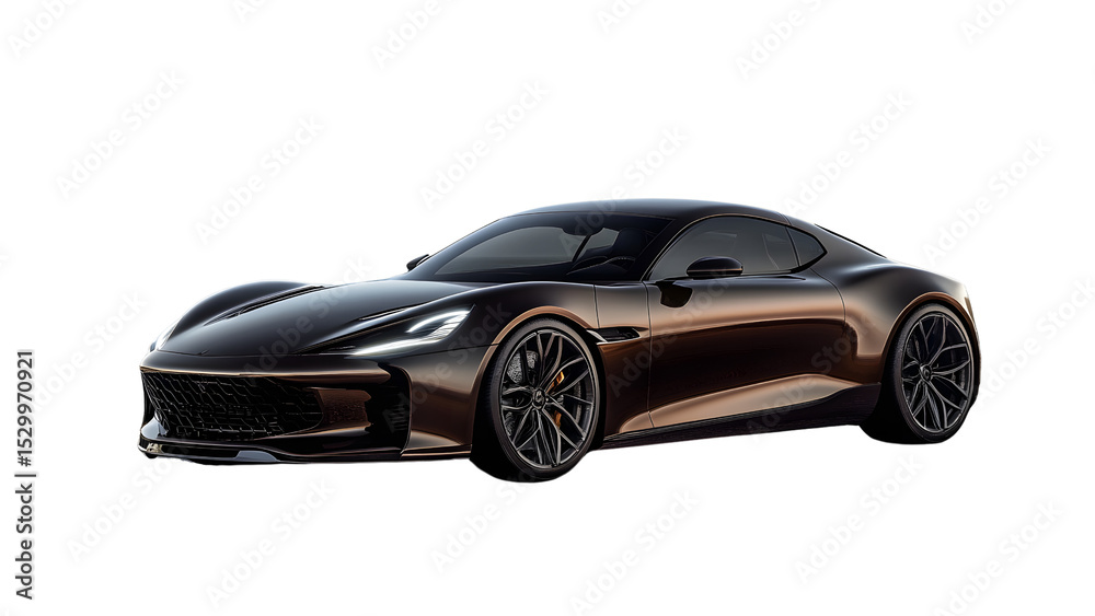 Sleek black luxury sports car isolated on transparent background Sleek black luxury sports car isolated on transparent background