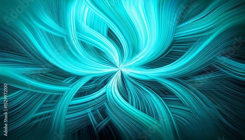 abstract bright turquoise neon color background swirling towards the center 14