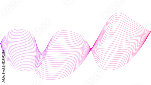 Vector curvy abstract line art wavy flowing dynamic colorful lines white background in concept music or sound, wave, wind, information flow
