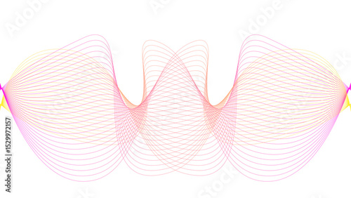 Vector curvy abstract line art wavy flowing dynamic colorful lines white background in concept music or sound, wave, wind, information flow